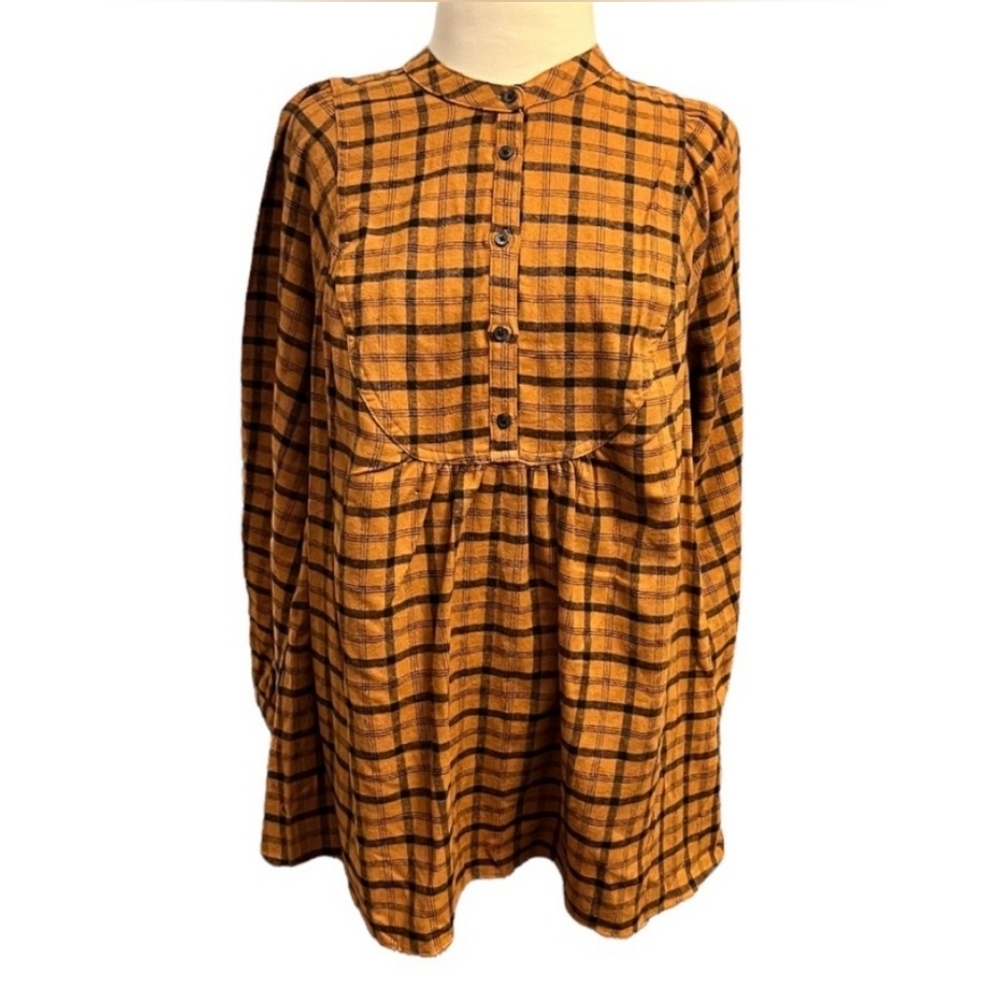 ISABEL MATERNITY BROWN/BLACK PLAID FLANNEL SHIRT SIZE LARGE - Picture 3 of 9